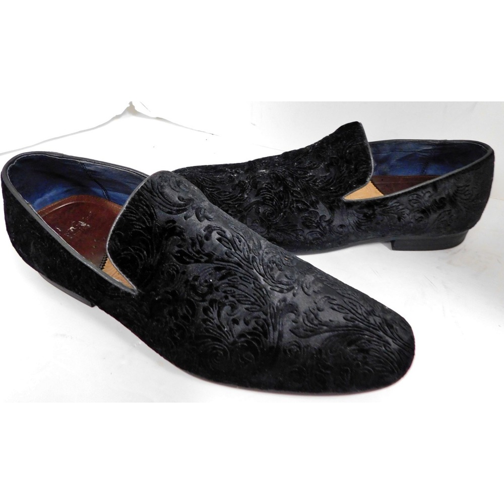 Robert Graham Men's Paisley Embossed Velvet Smoking Loafers Black Size 10.5